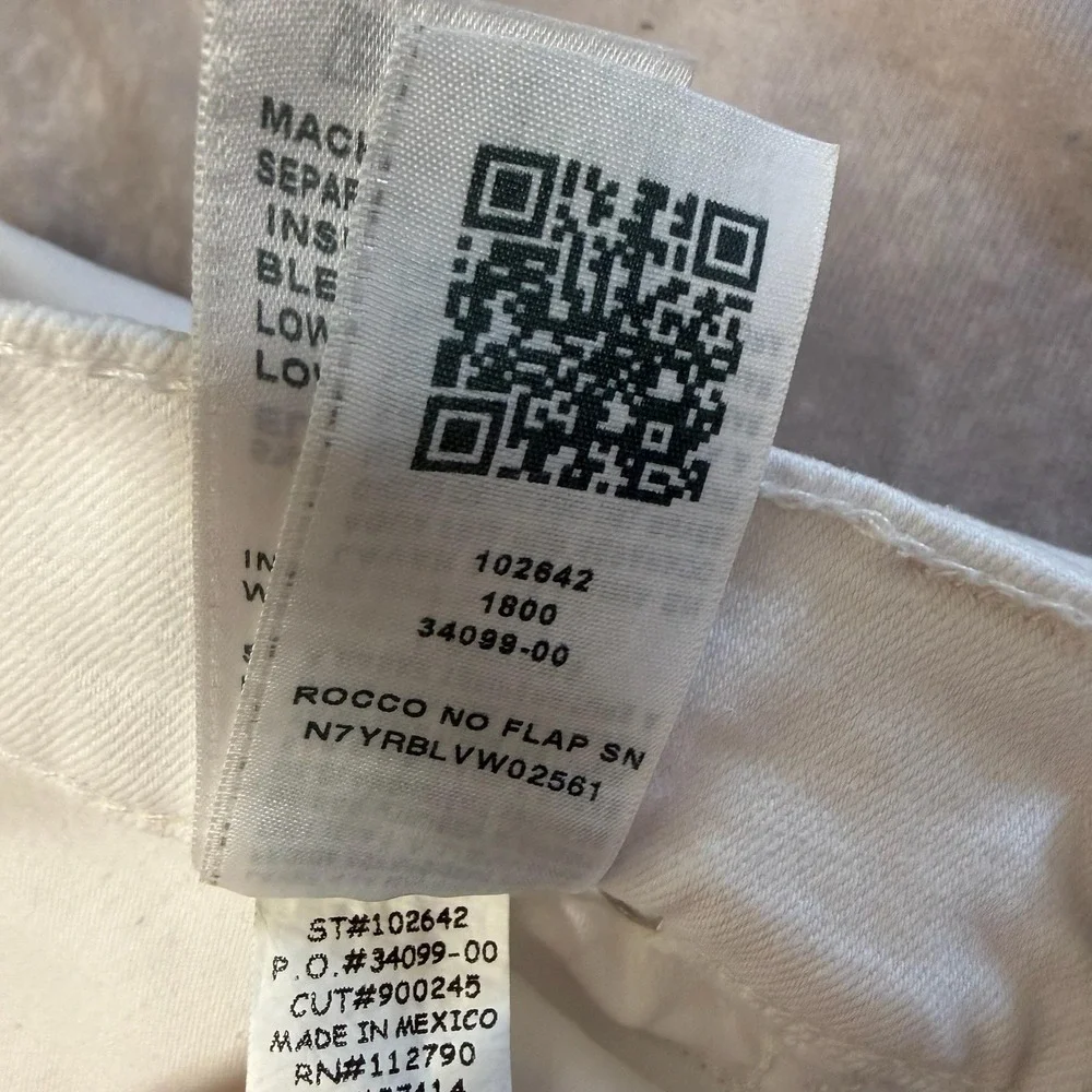 True Religion Jeans Mens 34x32 White Rocco Relaxed Skinny No Flap Denim Stretch